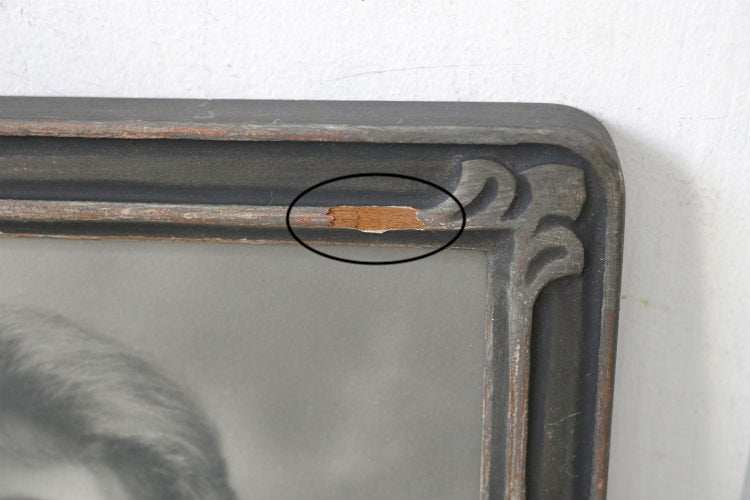 アールヌーヴォー デザイン モノクロ 写真入り 木製 手彫り アンティーク フォトフレーム 額縁 ピクチャーフレーム ノスタルジック USA