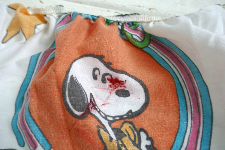 SNOOPY スヌーピー ピーナッツの仲間たち ディスコ柄 60' ヴィンテージ ユーズドシーツ ベッドシーツ(ボックスタイプ) USA