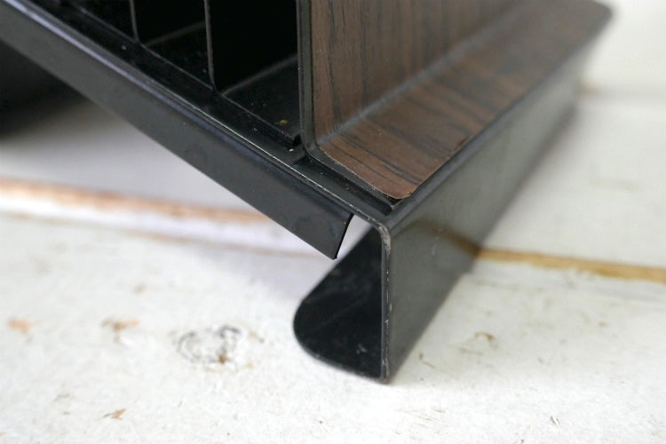 HUNTLIT-NING ウッド柄 メタル製 インダストリアル 10列 ヴィンテージ 書類スタンド ファイルスタンド カードホルダー USA