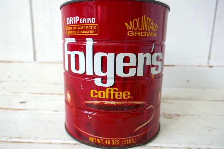 Folgers Coffee フォルジャーズ 1980y MOUNTAIN GROWN コーヒー缶 ヴィンテージ ティン缶 USA
