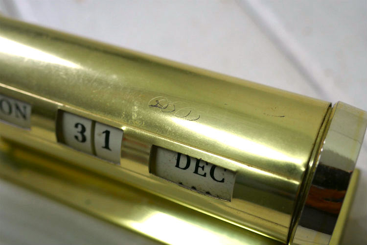 デスクカレンダー 大理石 ゴールドトーン ペンホルダー付き ヴィンテージ 卓上カレンダー USA ミッドセンチュリー