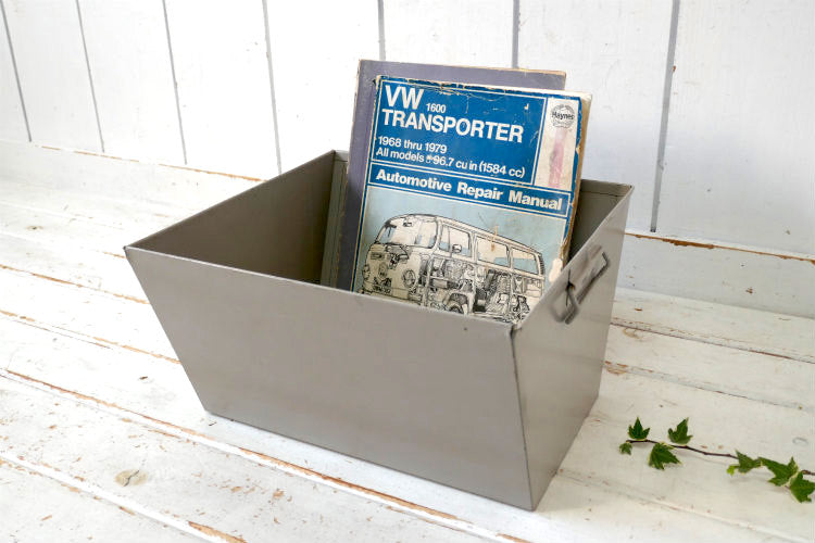 USA メタル製 ヴィンテージ 書類ケース 書類バスケット ファイルケース インダストリアル 工業系 ベージュグレー