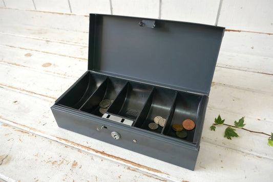 ASCO Mold Master 仕切り付き ダークグレー 60's ヴィンテージ キャッシュボックス 金庫 USA インダストリアル