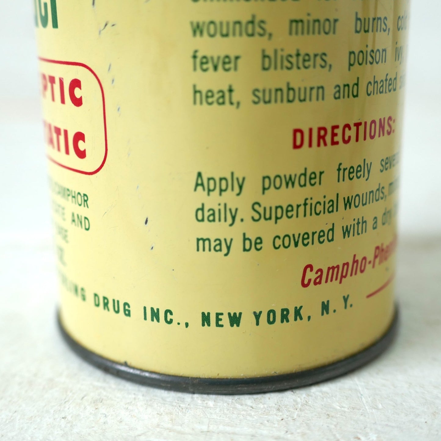 Campho Phenique Powder ティン製 ヴィンテージ 薬缶 パウダー缶 ティン缶 USA