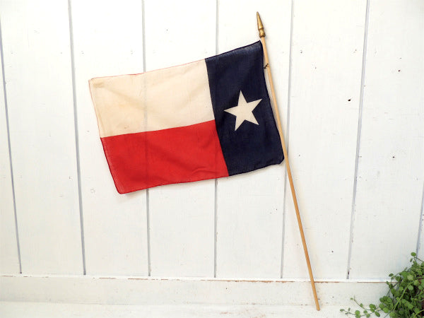 【1星・テキサス・州旗】1836〜1845年・ヴィンテージ・星条旗・フラッグ・旗・木製ポール