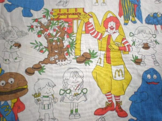 USA マクドナルド・塗り絵柄・ヴィンテージ・ベッドスプレッド(1/2)