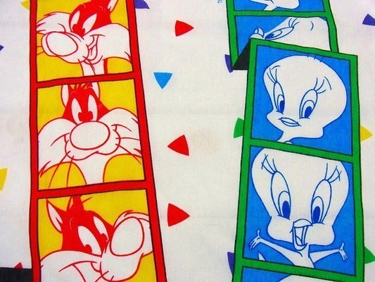 【ルーニーテューンズ】フィルム柄・ユーズドシーツ(フラットシーツ) USA