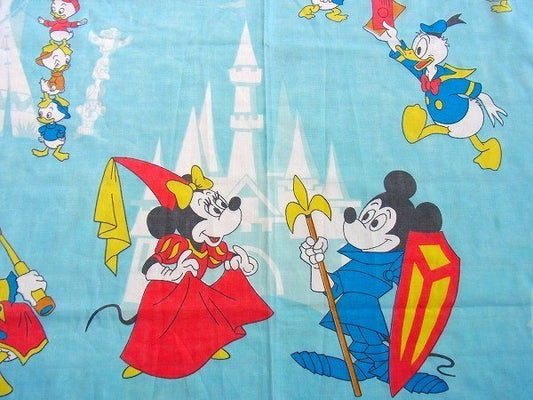 【ミッキー&フレンズ】ディズニー・ヴィンテージ・ユーズドシーツ(フラットシーツ)USA
