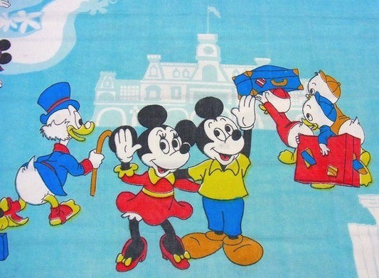 【ミッキー&フレンズ】ディズニー・ヴィンテージ・ユーズドシーツ(フラットシーツ) USA