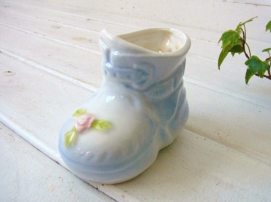 ベビーシューズ形・陶器製・アンティーク・ベビープランター/靴形/里帰り品