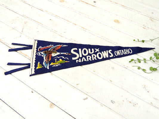 カナダ・SIOUX NARROWS ONTARIO アメリカンビンテージ・ペナント・旗・店内装飾
