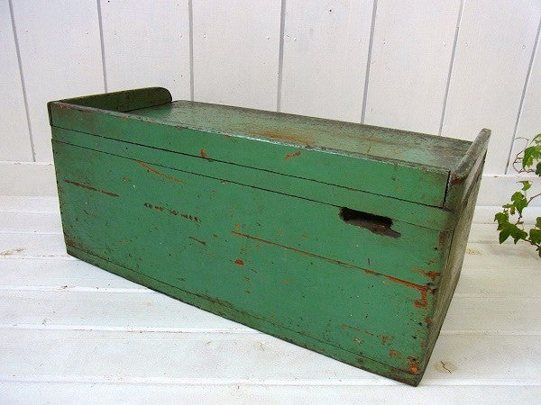 【グリーンカラー】オールドボックス・木箱・アンティーク・金庫・キャッシュ&ツールボックス・USA
