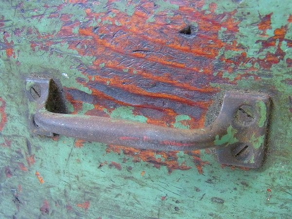 【グリーンカラー】オールドボックス・木箱・アンティーク・金庫・キャッシュ&ツールボックス・USA