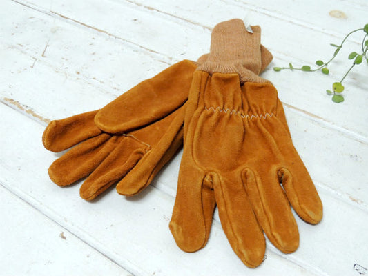 スエード・革製・キャメルカラー・デッドストック・ヴィンテージ・ワーク・グローブ・手袋・メンズXL