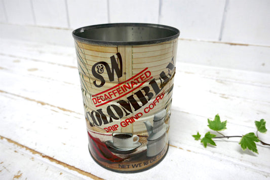S&W COFFEE・デカフェ コロンビア ドリップコーヒー USA ヴィンテージ・コーヒー缶