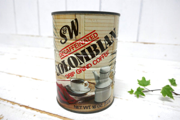 S&W COFFEE・デカフェ コロンビア ドリップコーヒー USA ヴィンテージ・コーヒー缶