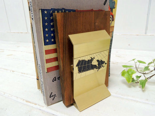 地球儀 モチーフ・ミッドセンチュリー・ヴィンテージ・ブックエンド ブックスタンド USA