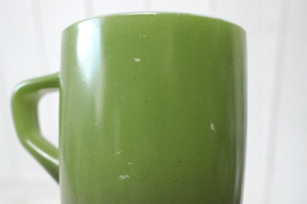 Fire King ファイヤーキング オリーブグリーン×ブラック リブドボトム マグカップ 食器