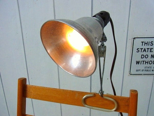 【UL】アルミ製・ヴィンテージ・クリップライト/ポータブルランプ/照明 USA