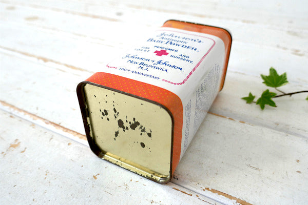 100周年・記念 ジョンソン&ジョンソン・ヴィンテージ・ベビーパウダー缶・USA・薬局 空間演出