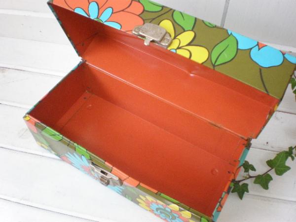 カラフル&ポップな花柄・ヴィンテージ・スチールケース/工具箱　USA