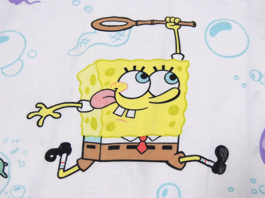 【スポンジボブ】イカルド&プランクトン・シャボン玉柄・ユーズドシーツ(フラットタイプ)