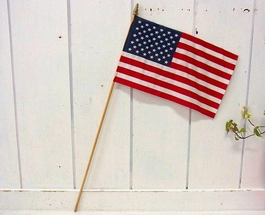 木製ポール付き・ヴィンテージ・星条旗・アメリカンフラッグ/国旗/50星 USA