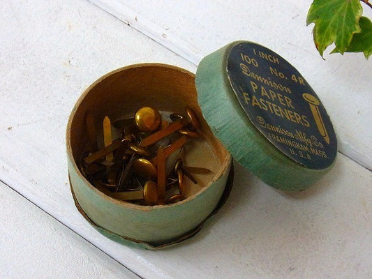 【PAPER FASTENERS】割りピン付入り・丸い小さなヴィンテージ・紙箱 USA