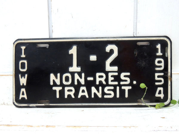 【IOWA】1-2 NON-RES.TRANSIT・1954年・ビンテージ・ナンバープレート・アメ車