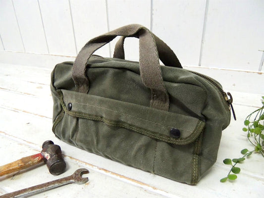 ミリタリー・カーキ・IDEALジップ・ヴィンテージ・メカニック・ツールバッグ・工具・米軍・鞄