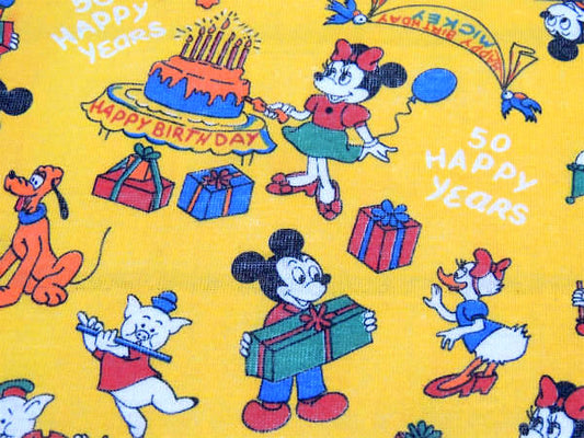 ミッキー&フレンズ 激レア!ミッキーマウス・生誕50周年記念・ヴィンテージ・ファブリック・生地