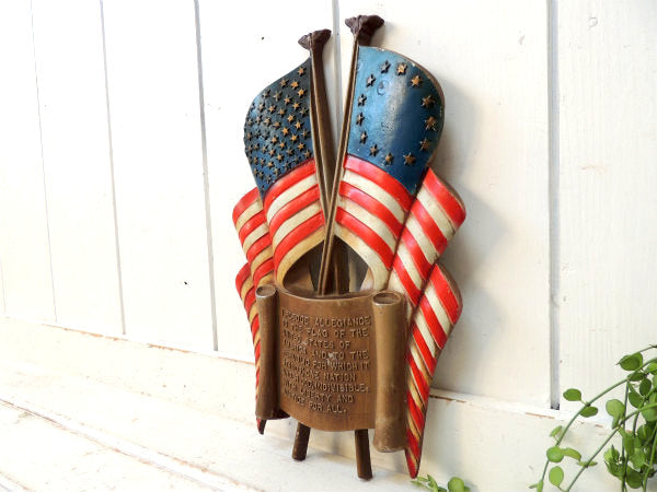 【アメリカ合衆国/忠誠の誓い】星条旗・ヴィンテージ・壁掛式・看板・サイン・旗