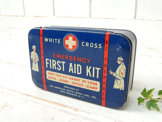 WHITE CROSS ヴィンテージ 救急箱 薬箱 ファーストエイド ティン缶 ブリキ缶 USA