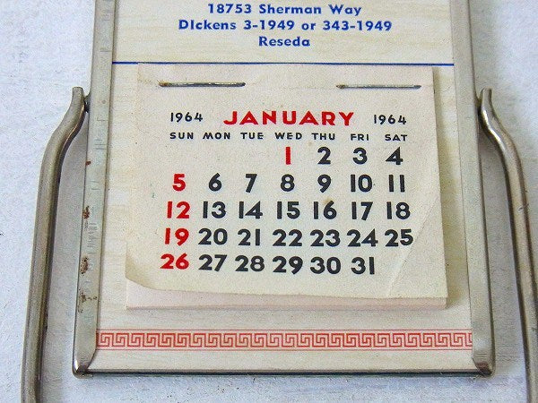 1964's カレンダー付き 店内装飾品 アメリカンビンテージ ・卓上・ミラー 鏡 USA