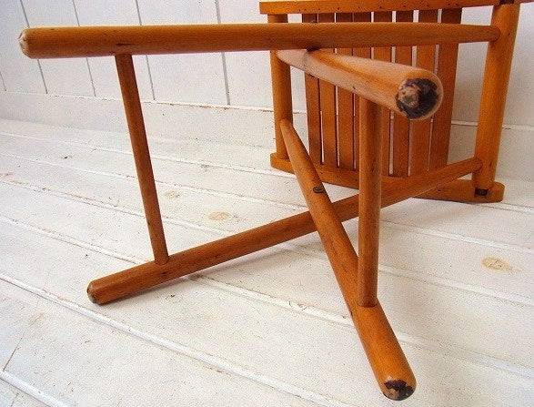 木製・アンティーク・フォールディングスツール/折り畳みイス/木製椅子 USA