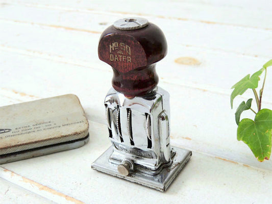 DATER・USA 木製×メタル製・アドバタイジング・60's・ヴィンテージ・回転スタンプ 回転印