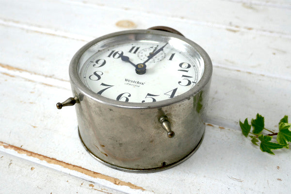 1920's~ Westclox ウエストクロックス 時計 アンティーク 目覚まし時計 ジャンク品 部品取り 置き時計 枕時計 手巻き USA