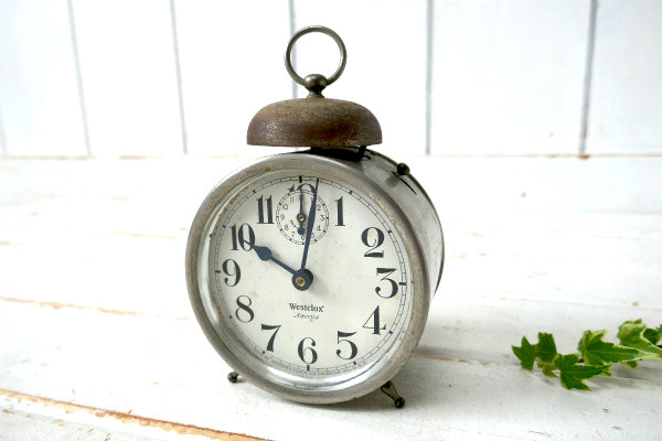 1920's~ Westclox ウエストクロックス 時計 アンティーク 目覚まし時計 ジャンク品 部品取り 置き時計 枕時計 手巻き USA