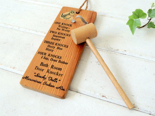 【Smoky Falls】ハンマー付き・木製・ヴィンテージ・ドアノッカー/壁飾り