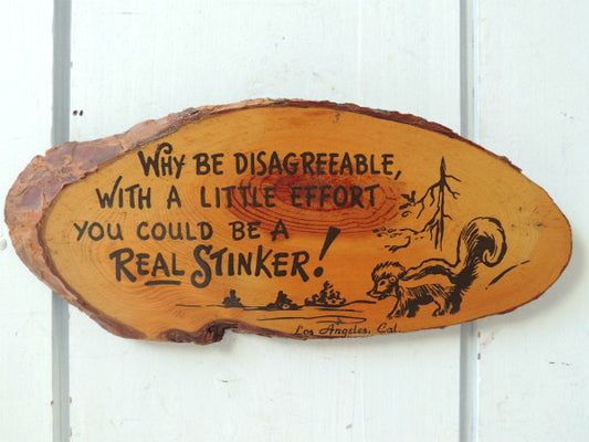 【スカンク】ロサンゼルス・木の輪切りプレート・スーベニア・ヴィンテージ・壁飾り