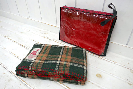 ASTORIA イタリア製・チェック柄・デッドストック・ヴィンテージ・ブランケット・毛布・ケース入