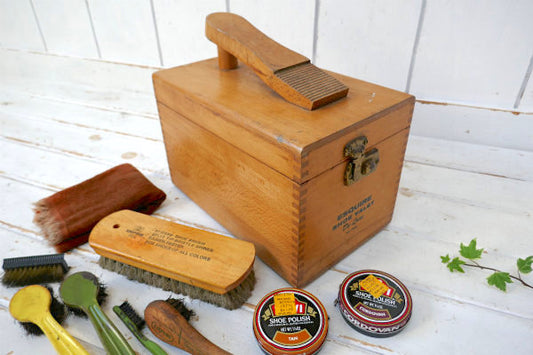 ESQUIRE SHOE 木製 ビンテージ 靴磨き ボックス シューケア 道具入れ US