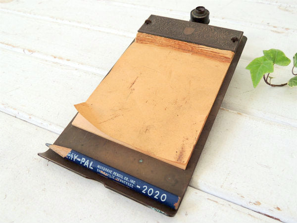 1910〜1920年代頃】花柄・真鍮製・アンティーク・オールド・メモ