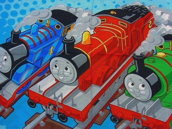 機関車トーマスとなかまたち キャラクター生地 USED ピロケース 枕カバー トーマス&ジェームス&パーシー