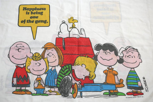 スヌーピー ピーナッツの仲間 ハピネス 1971年 ヴィンテージ ピローケース 枕カバー USA