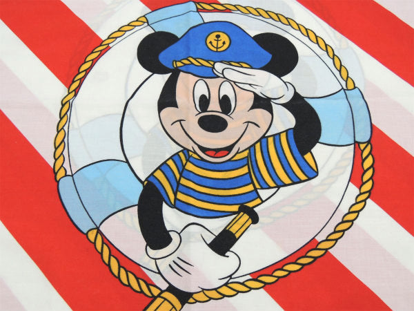 【ミッキーマウス】船長&マリン柄・ヴィンテージ・ピロケース/枕カバー USA