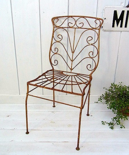 アイアン製・アンティーク・ガーデニングチェア/子供イス USA