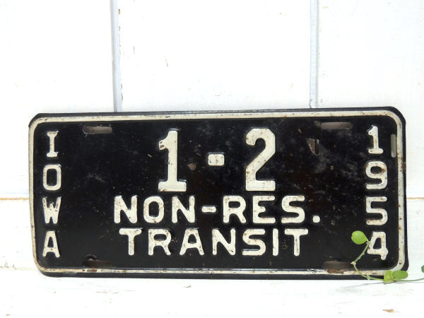 【IOWA】1-2 NON-RES.TRANSIT・1954年・ビンテージ・ナンバープレート・USA
