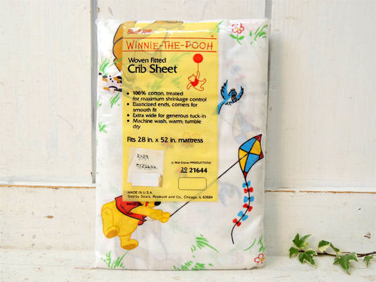 【くまのプーさんと森の仲間たち】Sears・デッドストック・ヴィンテージ・ベビーシーツ(ボックス)