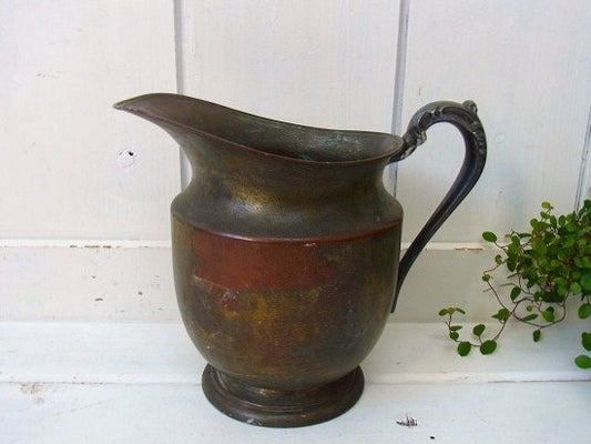 【F,B,R】真鍮×シルバー製・アンティーク・ピッチャー/水差し USA